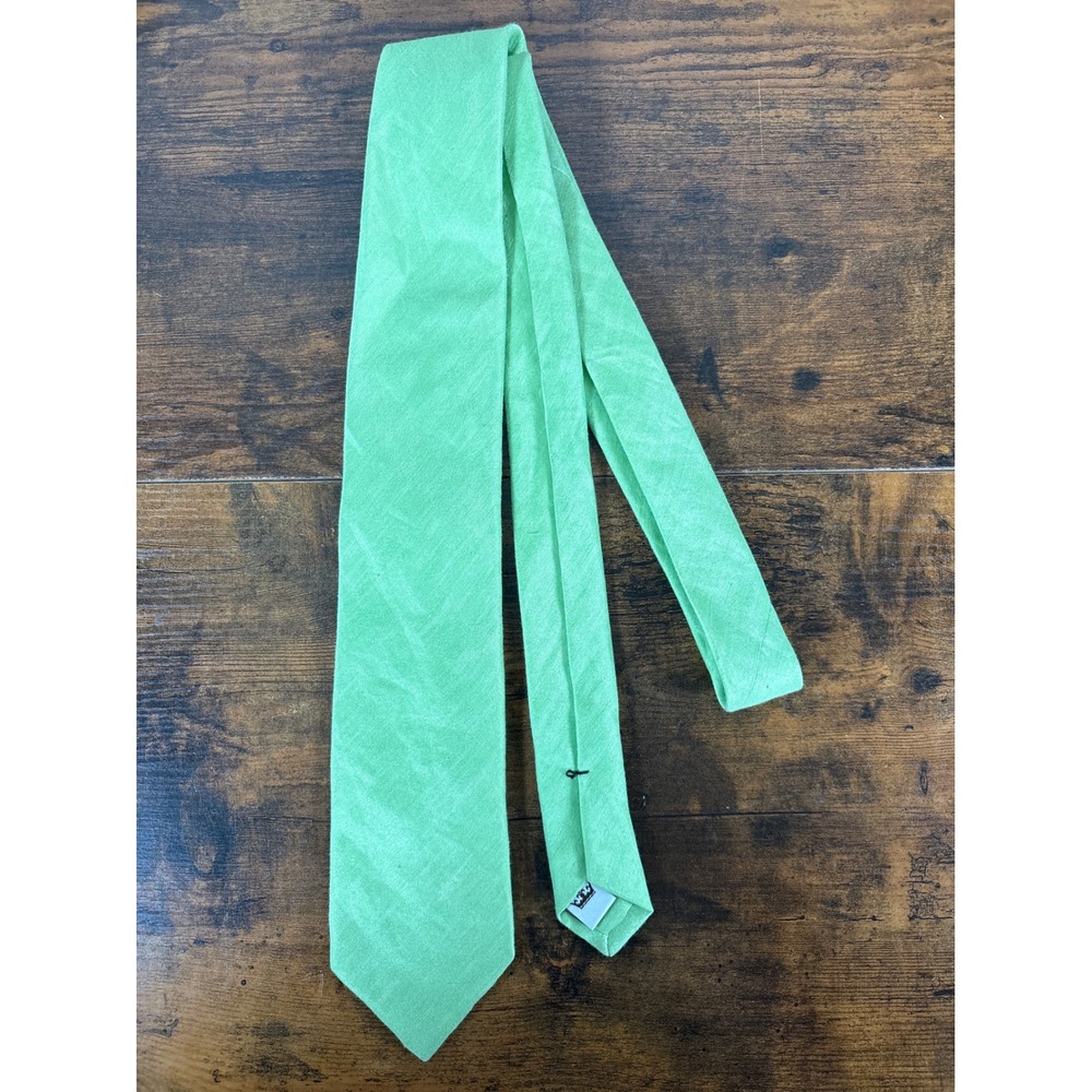 Peter Millar Light Green Linen Silk Blend Necktie Made in USA Textured Solid